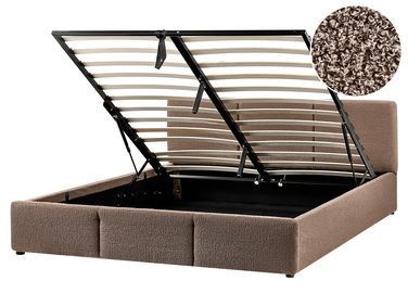 Bed met opbergruimte Bouclé BOUSSE 160 x 200 cm Taupe