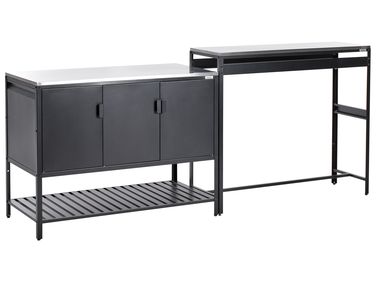 2 Piece Outdoor Kitchen Set with Bar Table MAENZA Metal Black