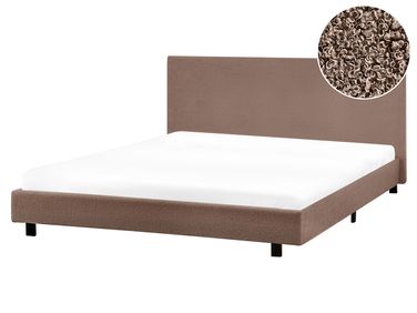 Bed Bouclé ALBI 180 x 200 cm Bruin