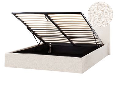 Ottoman Bed Boucle ORBEY 140 x 200 cm (EU Double) Off-White