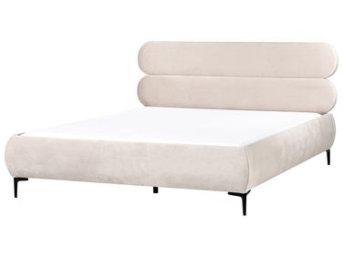 Bed Fluweel LESSAY 180 x 200 cm Lichtbeige