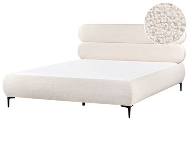 Bed Bouclé LESSAY 180 x 200 cm Gebroken wit