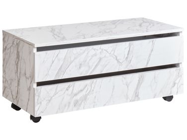 Meuble haut TERESINA avec roues 80 cm Marbre blanc