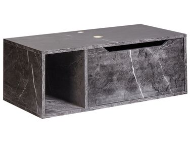 Wandgemonteerde wastafelkast CASCAVEL 80 cm Zwart marmer