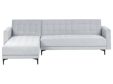 Canapé-lit d'angle modulable 4 places ABERDEEN Velours Gris clair Côté droit