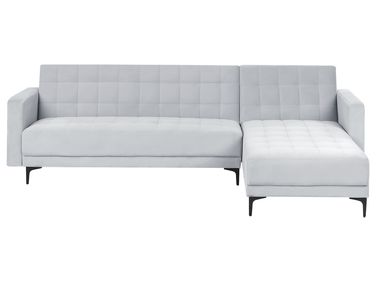 Canapé-lit d'angle modulable 4 places ABERDEEN Velours Gris clair Côté gauche