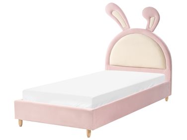 Kinderbed Konijn Fluweel LALLIAS 90 x 200 cm Roze