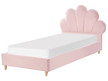 Kinderbed Zeeschelp Fluweel NEULISE 90 x 200 cm Roze