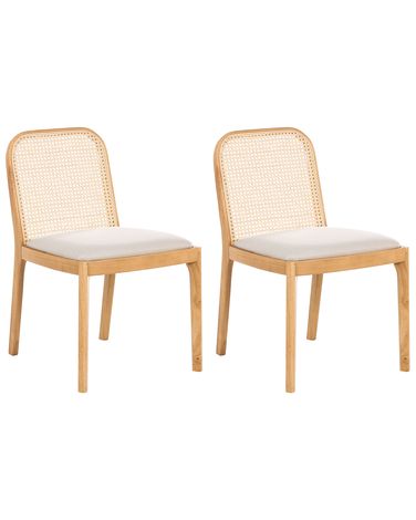Set van 2 eetkamerstoelen EDINA Stof Lichtbruin/beige