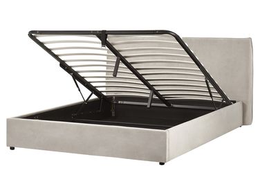 Bed met opbergruimte Fluweel LAVAUR 160 x 200 cm Taupe
