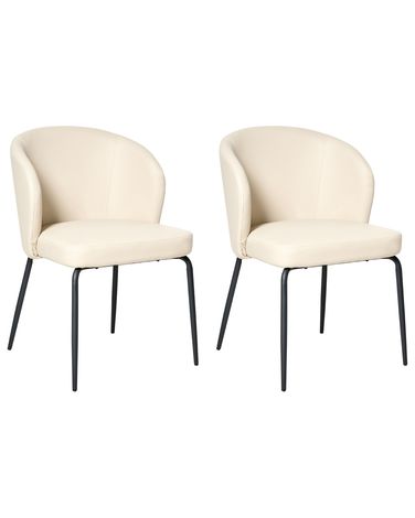 Set van 2 eetkamerstoelen ZANA Kunstleer Lichtbeige