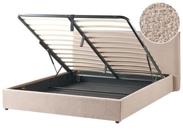 Ottoman Bed Boucle LAVAUR 180 x 200 cm (EU Super King) Taupe