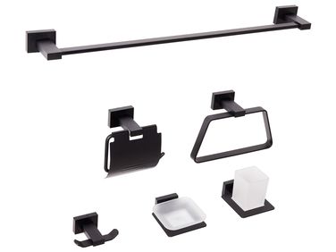 6-Piece Bathroom Hardware Set RIOHACHA with Towel Bars and Hooks Black