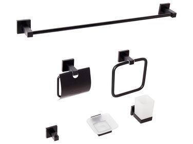 6-delige badkamer hardware set UVITA met handdoekstangen en -haken Zwart