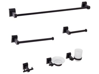 6-delige badkamer hardware set TALARA met handdoekstangen en -haken Zwart