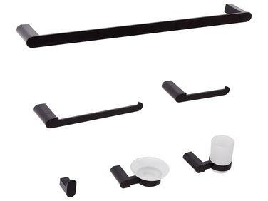 6-Piece Bathroom Hardware Set PARACAS with Towel Bars and Hooks Black