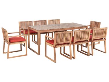 Garden Dining Set 8 Seater SASSARI PREMIUM with Cushions Certified Acacia Wood Red