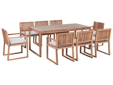 Garden Dining Set 8 Seater SASSARI PREMIUM with Cushions Certified Acacia Wood Light Grey