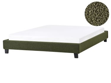 Bed zonder hoofdbord Bouclé ROANNE 160 x 200 cm Donkergroen