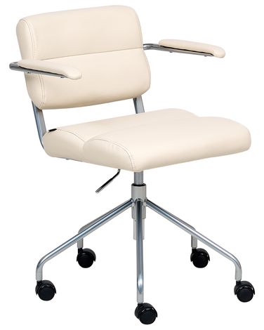 Chaise de bureau CANDOR Cuir PU Blanc cassé