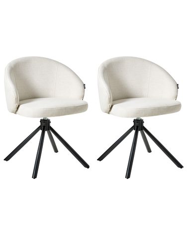 Set van 2 eetkamerstoelen draaibaar OVALO Stof Gebroken wit