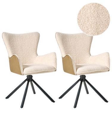 Set van 2 eetkamerstoelen draaibaar NOVI Bouclé Lichtbeige