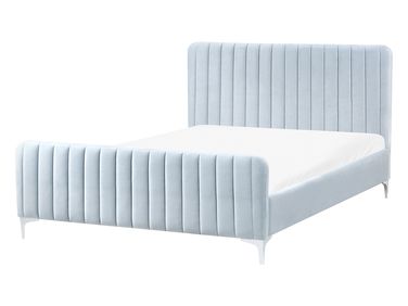 Bed Fluweel LUNAN 140 x 200 cm Lichtblauw