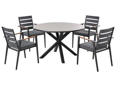 Garden Dining Set 4 Seater MALETTO/TAVIANO with Cushions Metal Grey/ Black
