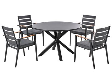 Garden Dining Set 4 Seater MALETTO/TAVIANO with Cushions Metal Black