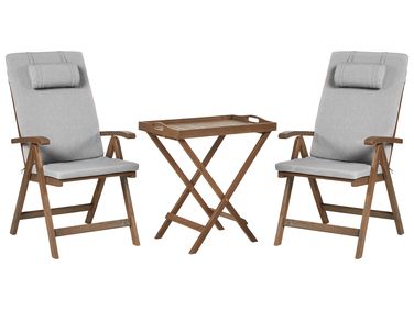 Bistro Set AMANTEA PREMIUM Acacia Wood Grey Melange