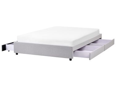 Bed met opbergruimte zonder hoofdbord Stof PRADES 160 x 200 cm Lichtgrijs