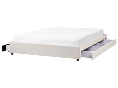 Bed met opbergruimte zonder hoofdbord Stof PRADES 180 x 200 cm Lichtbeige
