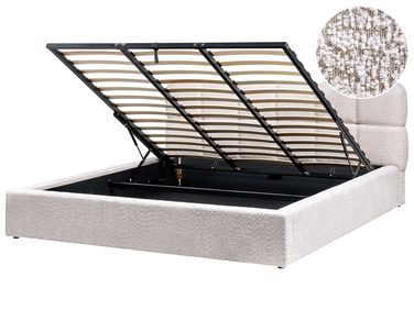 Bed met opbergruimte Bouclé BASTON 180 x 200 cm Lichtbeige