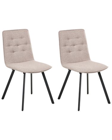 Set van 2 eetkamerstoelen CARVER Stof Lichtbruin